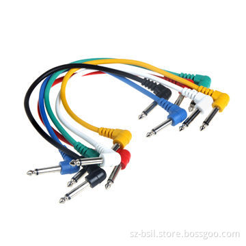 Set of 6pcs Colorful Guitar Patch Cables Angled for Guitar Effect Pedals